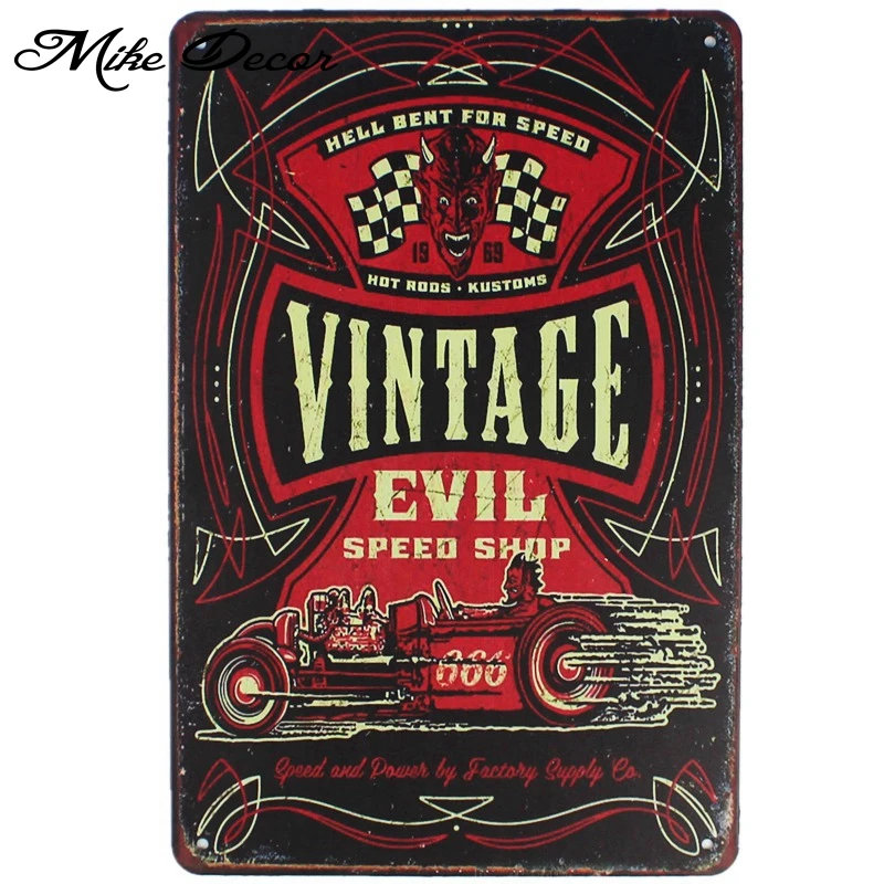 [ Mike86 ] Vintage Evil Garage Wall Tin Sign Metal Plaque Iron Painting Retro Gift Bar Home Decor 20X30 CM AA-1053 | Дом и сад