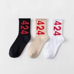 Однотонная одежда вертикальные полоски носки с буквами Мода 424 г. по заказу Джокер Новинка весело мужские хлопковые носки дышащий комфорт