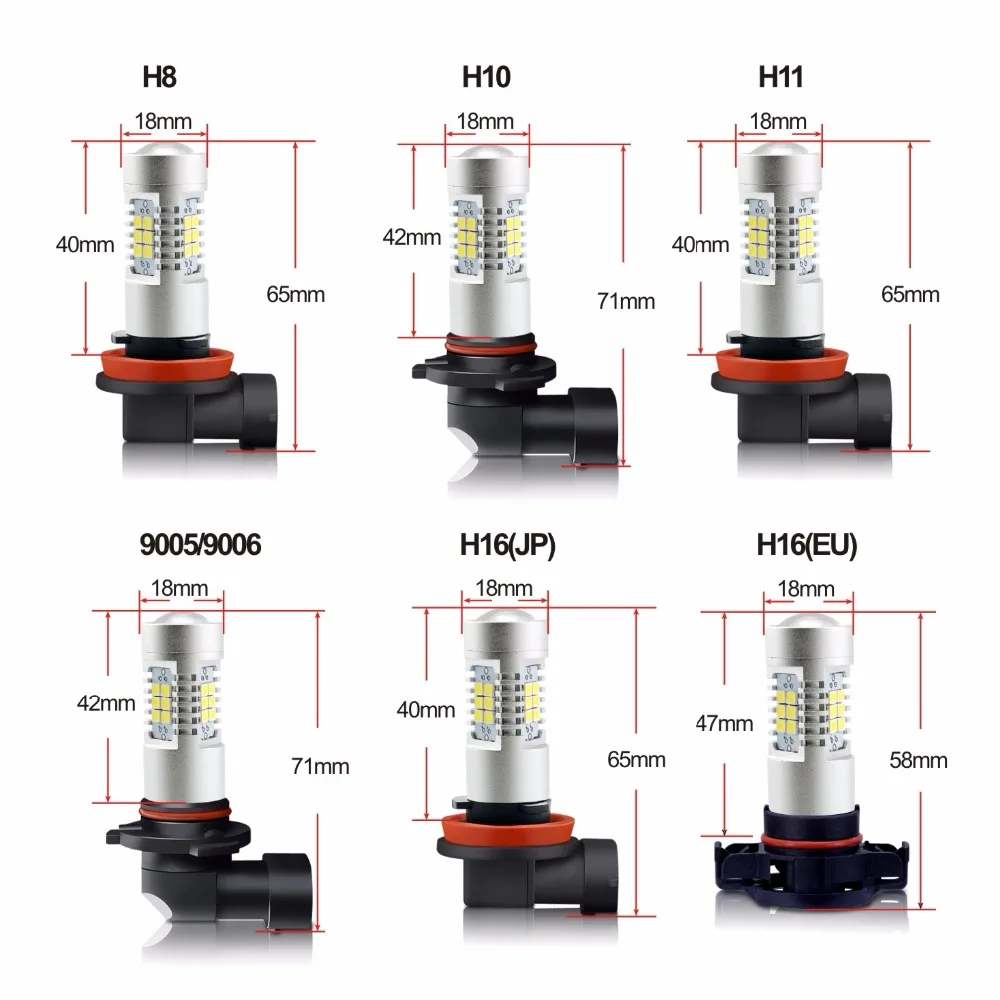 2x H8 H11 светодиодный H16 HB4 9006 HB3 9005 H10 9145 светодиодный туман светильник лампочка 1200LM вождения авто светодиодный лампы 12 V-24 V яркий белый светодиодный светильник