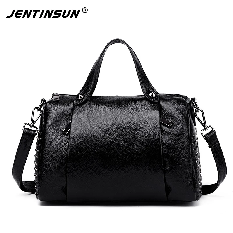 2017 Spring New Genuine Leather Bag Women Handbag Rivet Designer