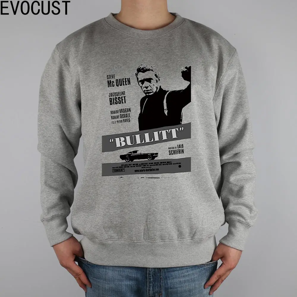 BULLITT CLASSIC ACTION MOVIE STEVE MCQUEEN men Sweatshirts Thick Combed
