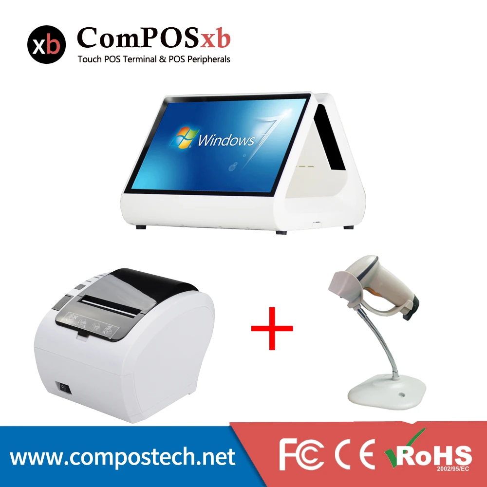 نظام pos 12 شاشة capacitivetouch الكل في واحد آلة supermarke ملحمة 80 ملليمتر سلكي 1d usb كابل الطابعة الباركود الحرارية ماسحة