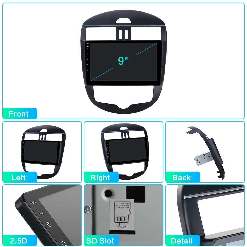 Perfect Dasaita 9" Car Multimedia Android 9.0 for Nissan Tiida Radio 2011 2012 2013 2014 Bluetooth Car Navi Radio 1024*600 MP3 Player 7