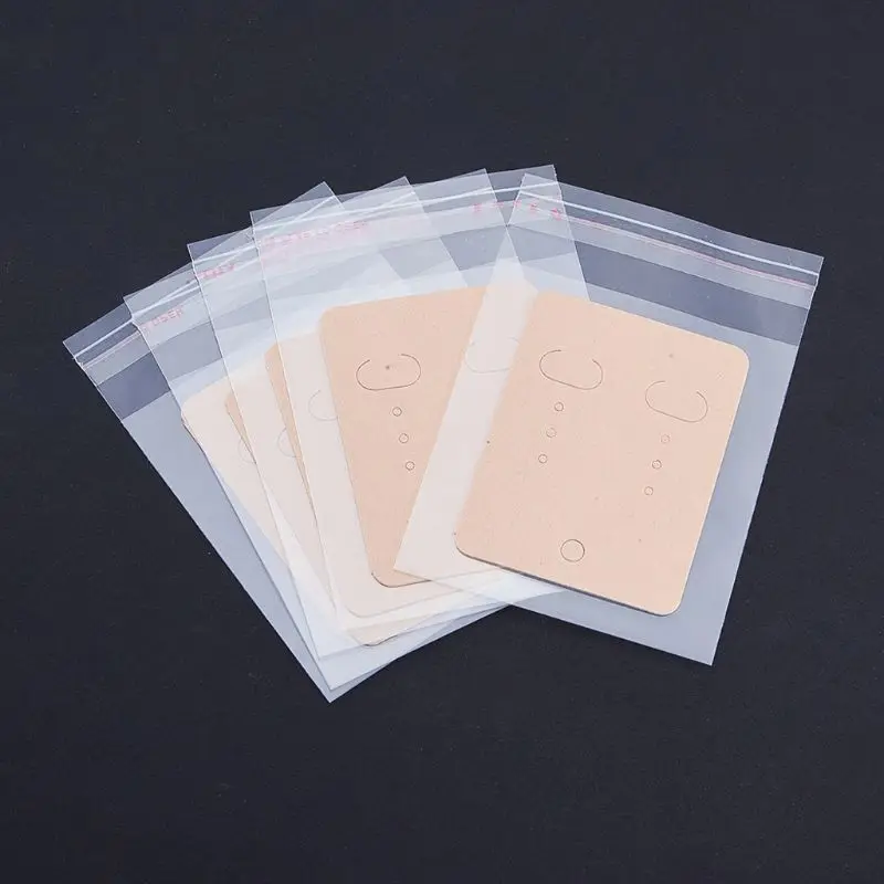 200 шт серьги дисплей карты чистая крафт-бумага тег Самоуплотняющиеся Сумки Упаковка для серег ювелирные изделия упаковка и дисплей