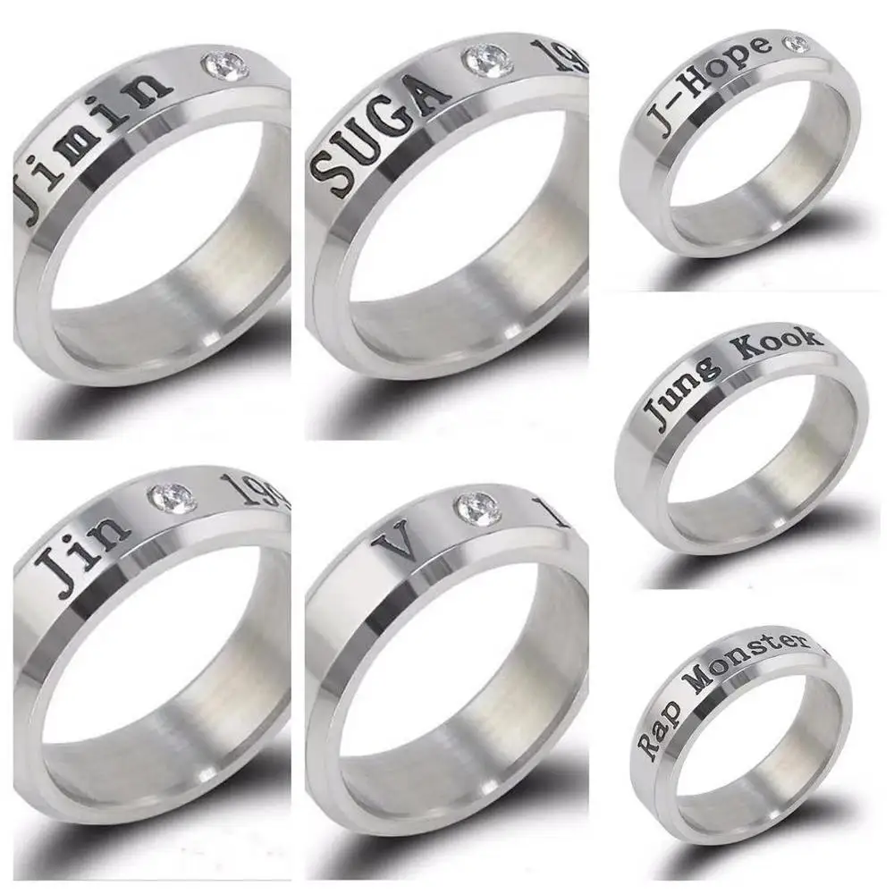 diamtre : 18 mm djryj Bague danniversaire en Titane pour garon Motif Kpop Bangtan Boys