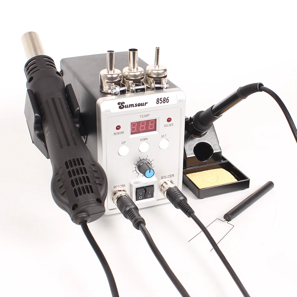 

SMD Soldering Station 2 in 1 8586 Digital Display Hot Air Gun BGA Rework Solder Iron Station With Welding Repair Tools