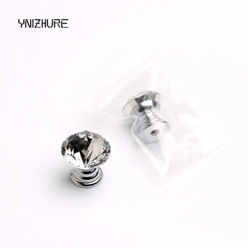 

Kitchen Handles Top Brand 20mm 10pcs Door Knobs Crystal Diamond Glass Silver Drawer Cupboard Wardrobe Cabinet Furniture Handle