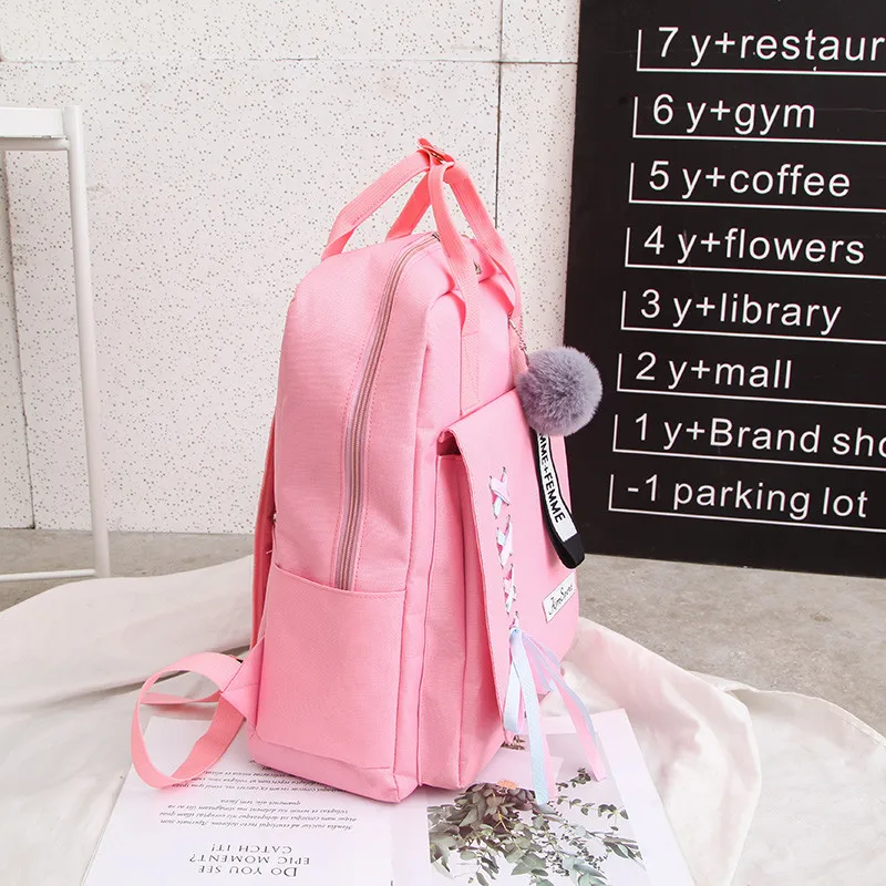 4 шт./компл. лента цепь с буквенным Mochila рюкзак туристические рюкзаки для отдыха школьные рюкзаки для девочек-подростков, школьный рюкзак