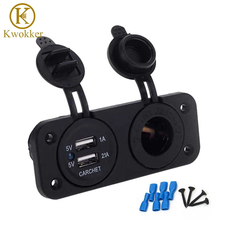 

Dual Car Cigarette Lighter Socket Splitter 12V USB 2.1A 1A Power Adapter Charger Free Shipping