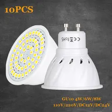 10PCS GU10 LED Bulb Lamp 110V 220V 4W 6W 8W Bombillas LED Lamp Spotlight GU 10 36 54 72LEDs 2835 Spot cfl Grow Plant Light
