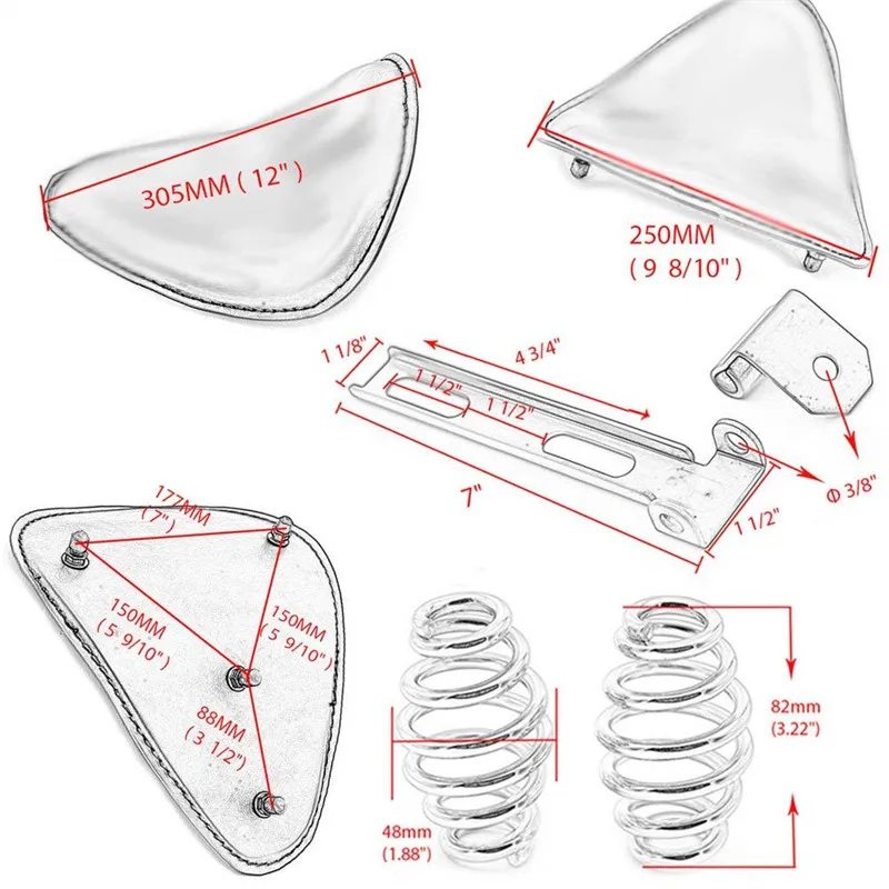 12 дюймовые спиральные откидное сиденье Седло основание подушки монтажный комплект Бочкообразная пружина для Harley Sportster XL 883 1200 48 2004-2006 2010-2016
