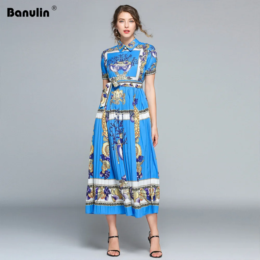 Banulin High Quality 2019 Summer Fashion Designer Runway Dress Women