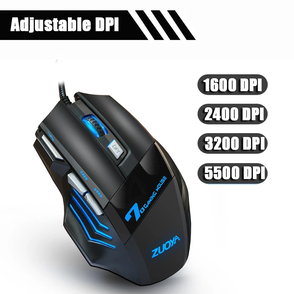 Профессиональная игровая мышь ZUOYA Проводная USB 5500 точек/дюйм с регулируемой