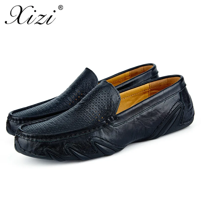 Chaussures De Doux Mode Appartements Véritable Noir jaune Marque Xizi Cuir bleu Conduite Haute En D'été Creux Mocassins Qualité Style Hommes pA6Exq4
