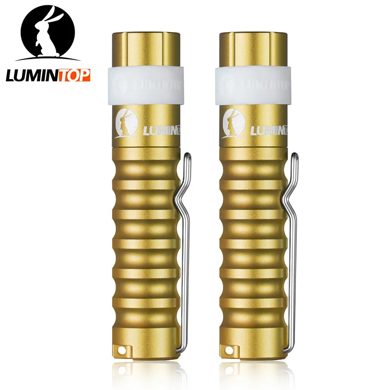 LUMINTOP 2 шт. желтый мини-фонарик с поверхностью в виде червя AAA 110 люмен брелок фонарик с зажимом Cree светодиодный карманный фонарь для инструментов