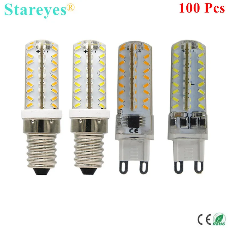 

100 Pcs Silicone G9 E14 SMD3014 72 LED 7W Dimmable Dimmer LED Corn lamp Droplight Chandelier candle bulb Pendant light lighting