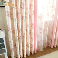 Pastoral Tulle Crutains for Living Room High Quality Bedroom Drapes Pink Window Curtain Sheer Custom Made