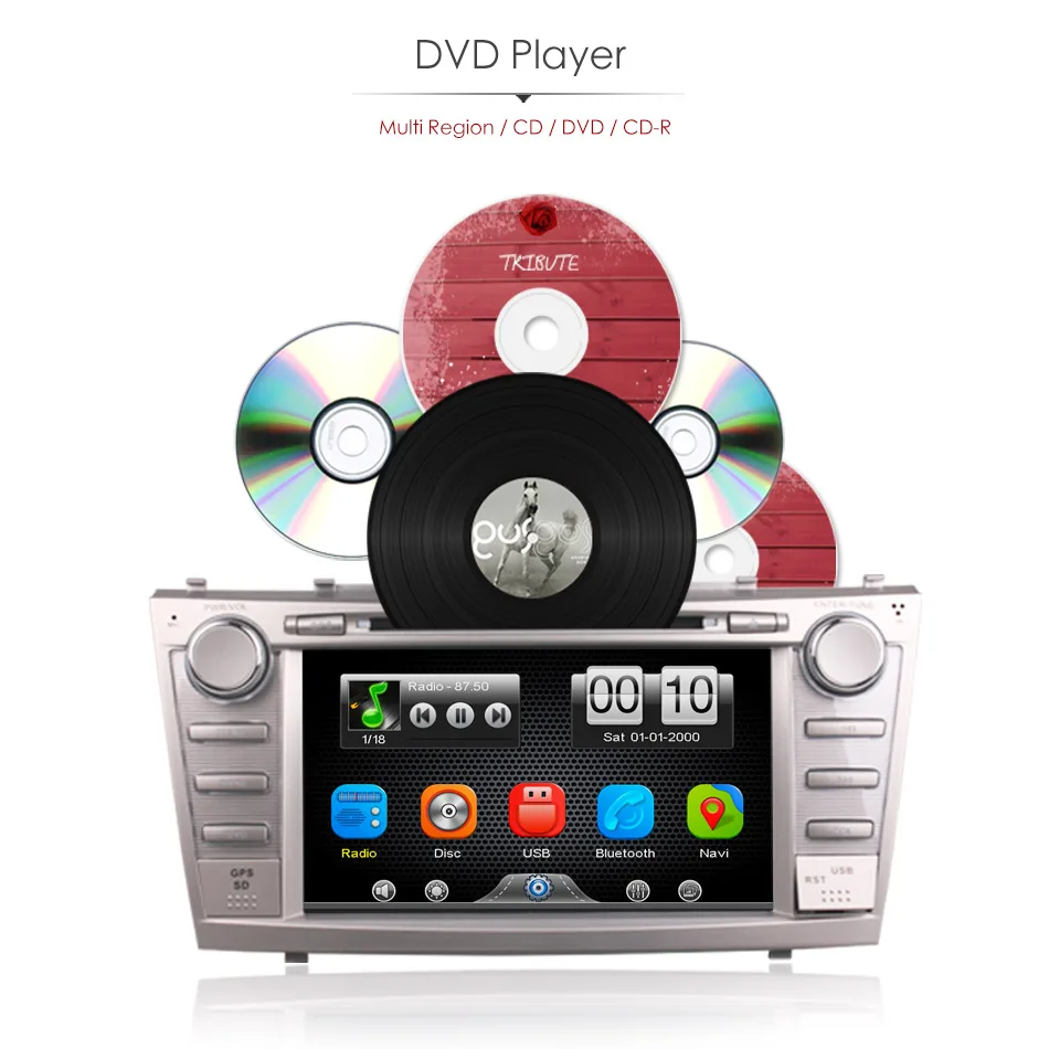 Perfect 2Din Car In Dash DVD Video Player Radio Bluetooth Head Unit Stereos with Reverse Camera for Toyota Camry 2007-2011 (Without GPS) 9 Perfect 2Din Car In Dash DVD Video Player Radio Bluetooth Head Unit Stereos with Reverse Camera for Toyota Camry 2007-2011 (Without GPS) 9