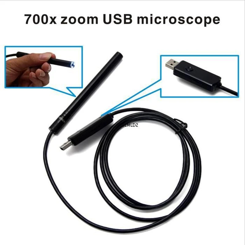 

700x USB Microscope Zoom USB Endoscope with 4 Adjust LED Light 10 mm Lens Borescope USB Tube Snake Scope Inspection Camera