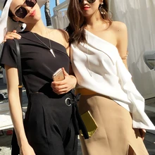 Асимметричные оборки без бретелек, короткий дизайн, футболка, топ 0415