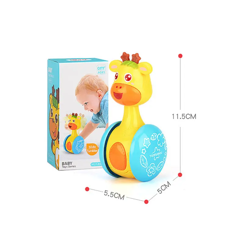 Baby Rattles Giraffe Tumbler Moveable Music Learning Education Toys Gifts Baby Bell Stroller Baby Toys Roly-Poly 0-12 Months (7)