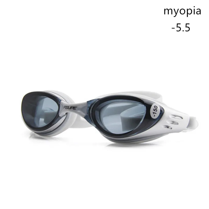 FEIUPE очки для плавания для близорукости, очки для плавания, анти-туман, защита от ультрафиолета, оптические водонепроницаемые очки для мужчин, женщин, взрослых, спортивные детские - Цвет: myopia gray 550
