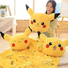 Candice guo! Anime plush toy cute cartoon animal Pikachu big head cushion hand warm blanket birthday Christmas gift 1pc