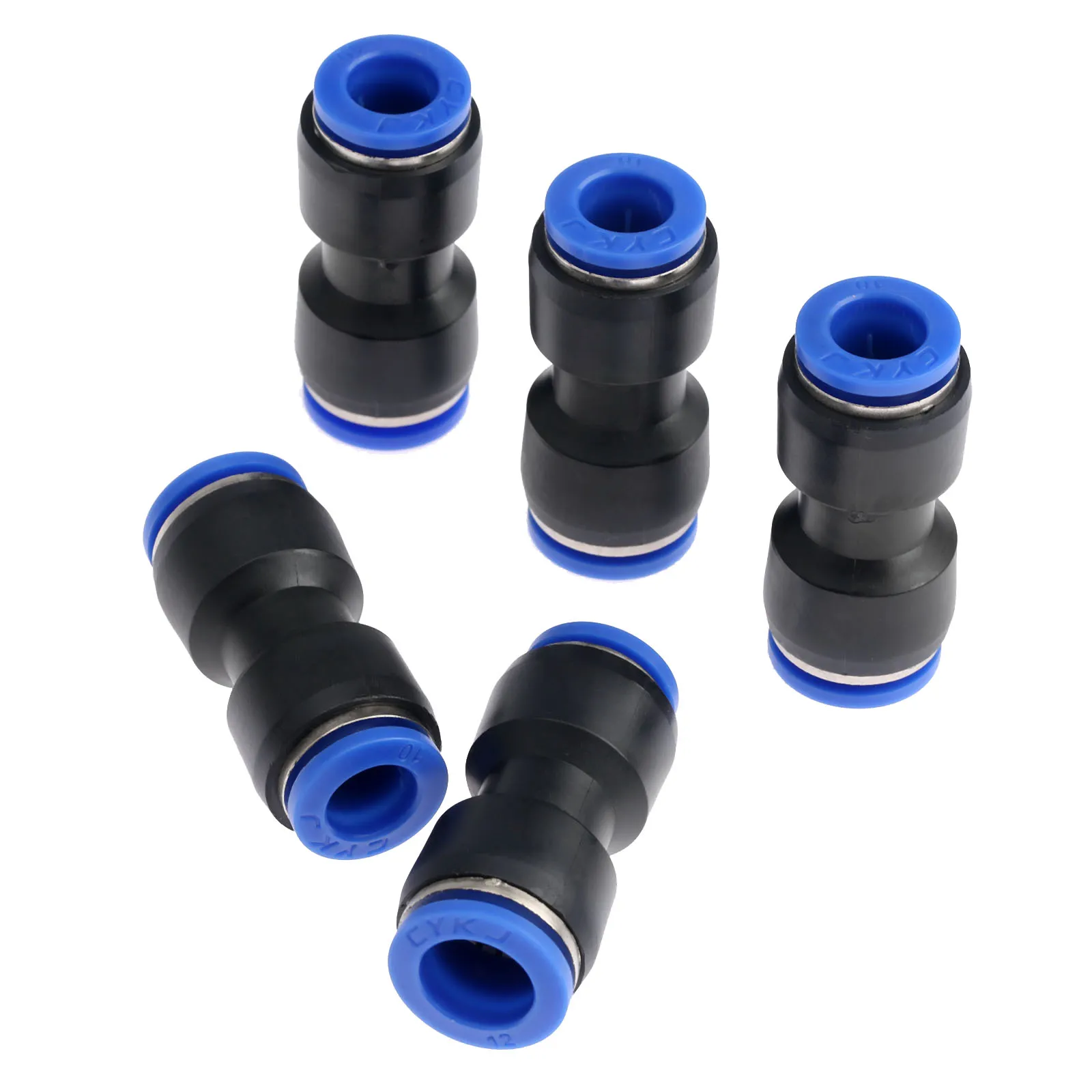 5Pcs 12mm Hole to 10mm Pneumatic Fittings Push In Straight Reducer