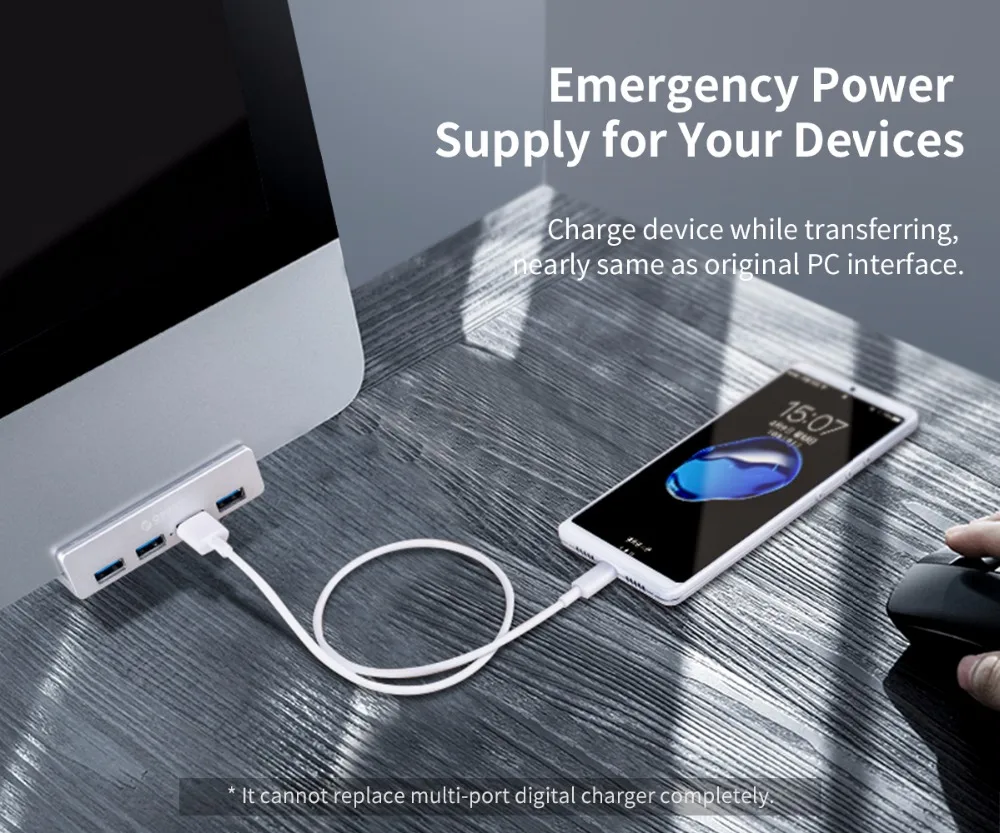 Najtaniej ORICO aluminium 4 porty HUB USB 3.0 High Speed USB Splitter Adapter klip typu HUB na pulpicie laptopa klip zakres 10 32mm MH4PU