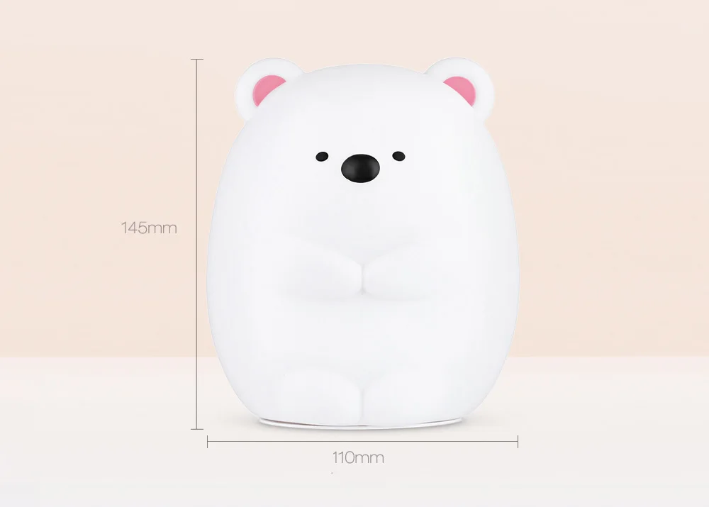 JM - 03 LED Rechargeable Silicone Bear Night Light Tap Control for Bedroom Living Room