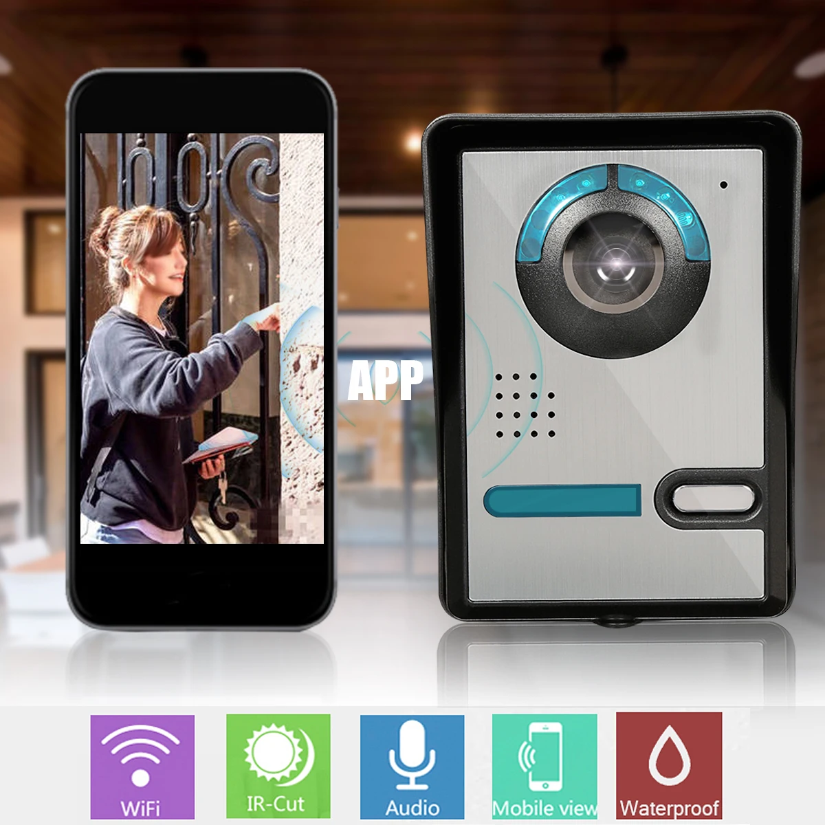 

NEW Wireless Wifi DoorBell Video Camera Viewer NightVision Phone Ring Bell Rainproof Home Security Door Intercom
