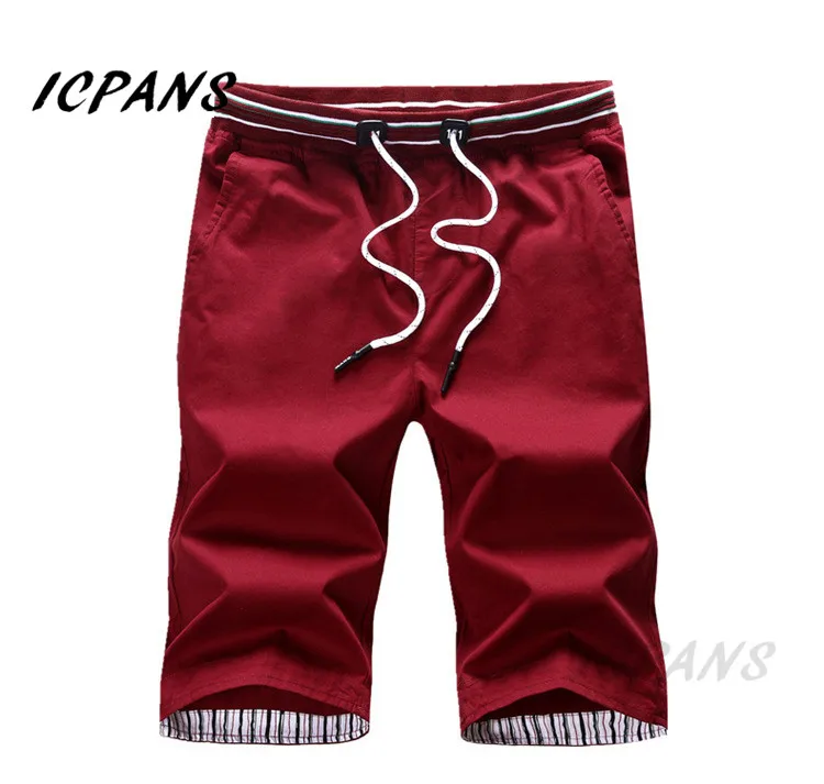 ICPANS новые мужские шорты летние мужские пляжные шорты хлопок повседневные мужские шорты с эластичной талией homme брендовая одежда 4XL - Цвет: HN D88 RED