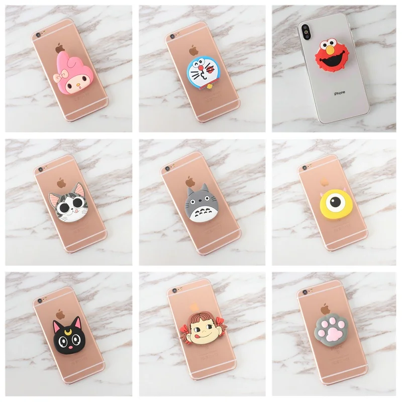 

Universal Phone Stand Grip Expanding Finger holder for iphone 7 8 Cartoon Flexible socket phone Holder For Huawei mate 10 lite