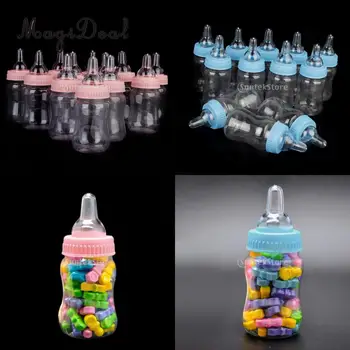 

MagiDeal 12pcs/Lot Mini Milk Bottles Baby Shower Party Favors Gifts Christening Decor Girls Boys Pink/Blue