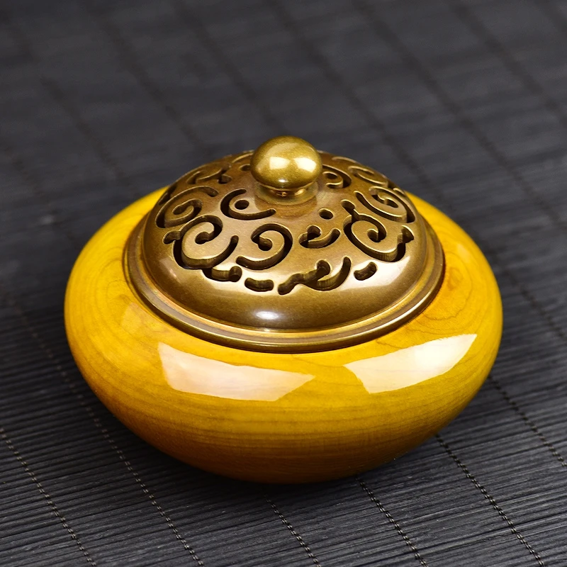 

Golden Phoebe Wooden Incense Burner Coil Censer Sandalwood Living Room e Buddhist Incense Holder Handmade Wood Craft Home Decor