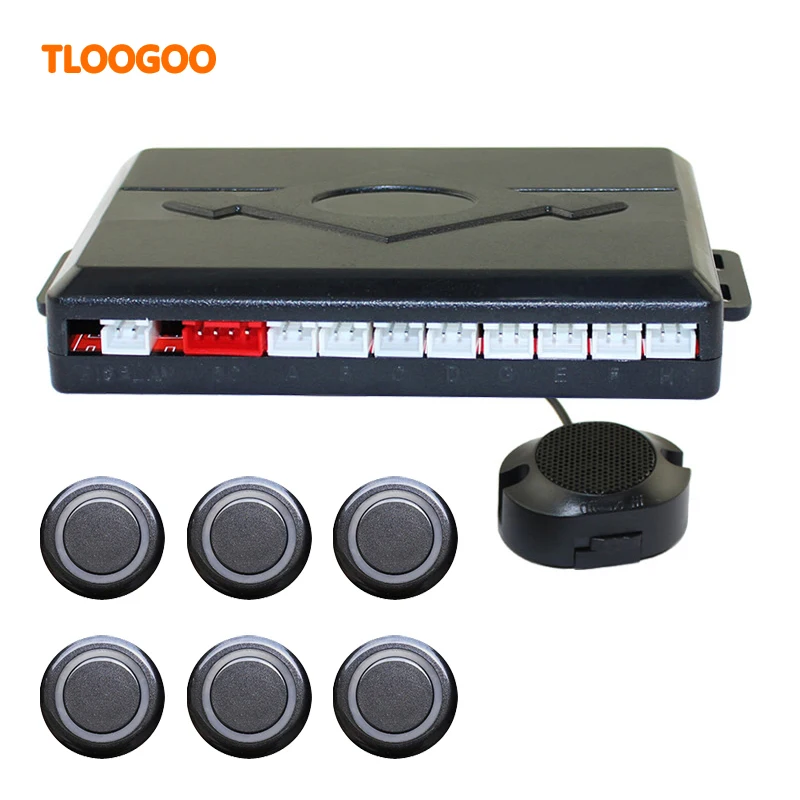 6 pieces Parking Sensor with buzzer black blue gray red white silver