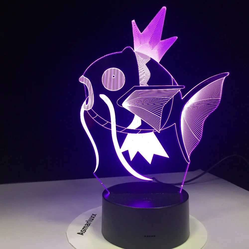 Игры "Покемон го" Mimikyu Хо-ой purrloin Magikarp «Pokemon Go» роликой Rayquaza prinplup politoed lugia мультфильм 3D лампа 7 цветов светодиодный настенный Декор ночной Светильник