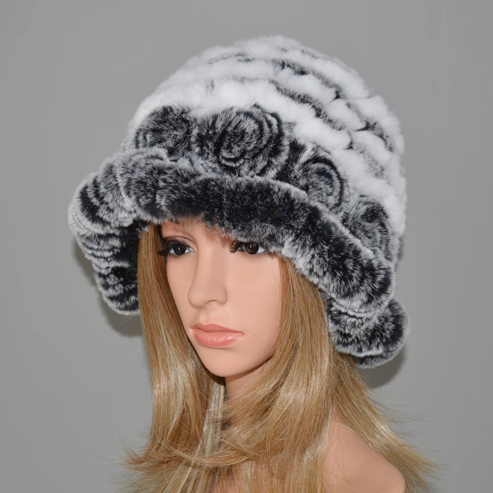 Шапки женские вязаные из меха кролика рекс|Женские Skullies и шапочки| |