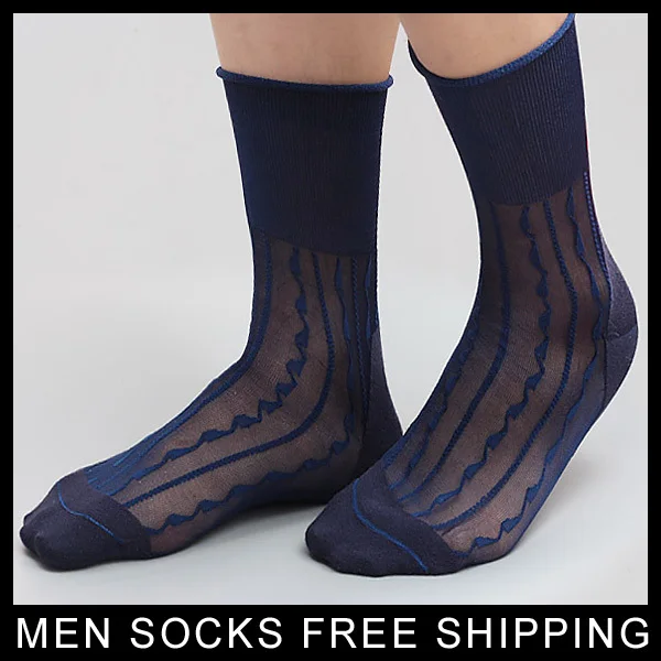 Male silk transparent sock ultra thin super sexy Twill style men's nylon socks Stocking free