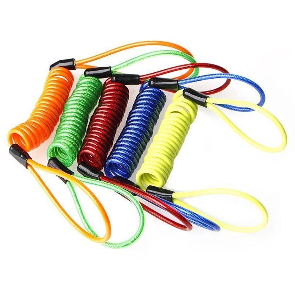 

1.2M Safe PVC Cover Helmet Motorcycle Disc Lock Cable Anti-theft spring Reminder Rope Flexible Creative travel Wire Rope