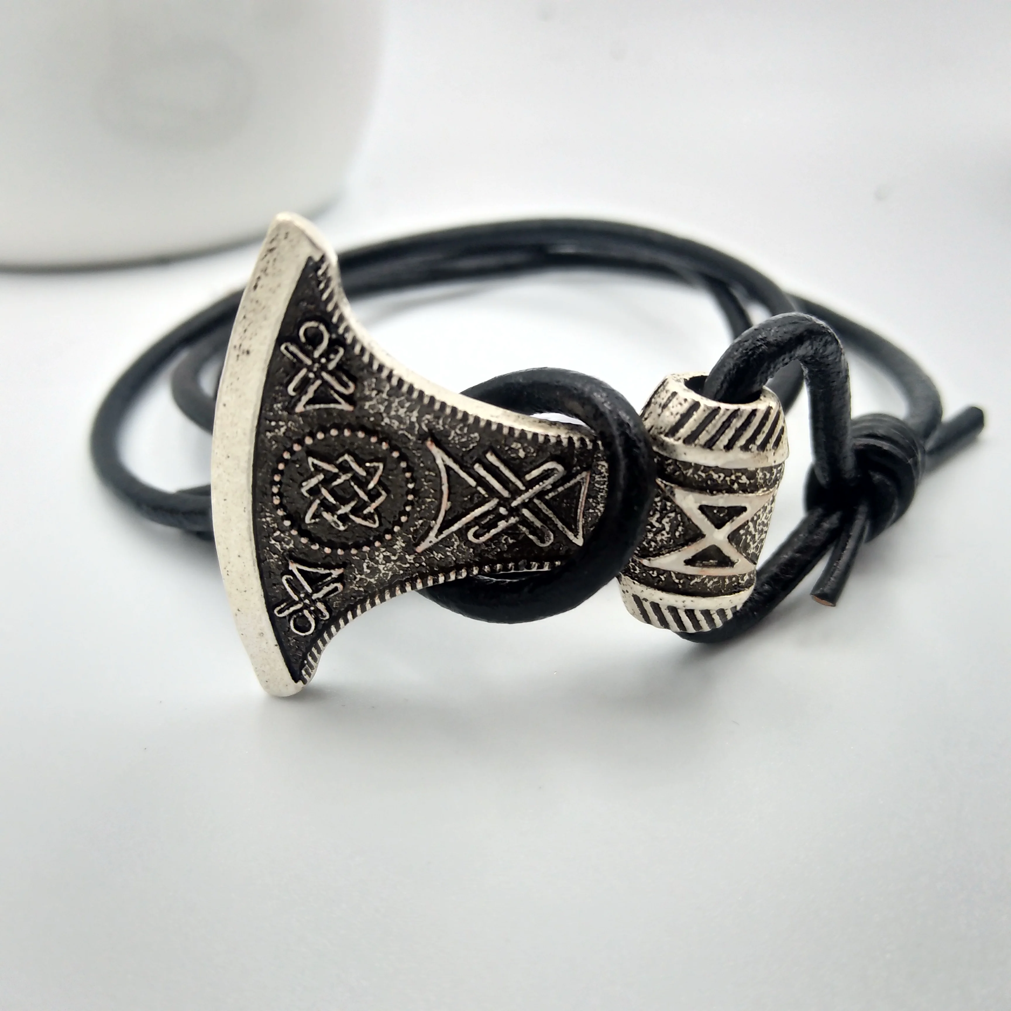 

Man Viking Bracelet Slavic Perun Axe Svarog Talisman Star Of Russia Viking Axe Amulet Rune Bracelet Leather Rope Bracelet Jewelr