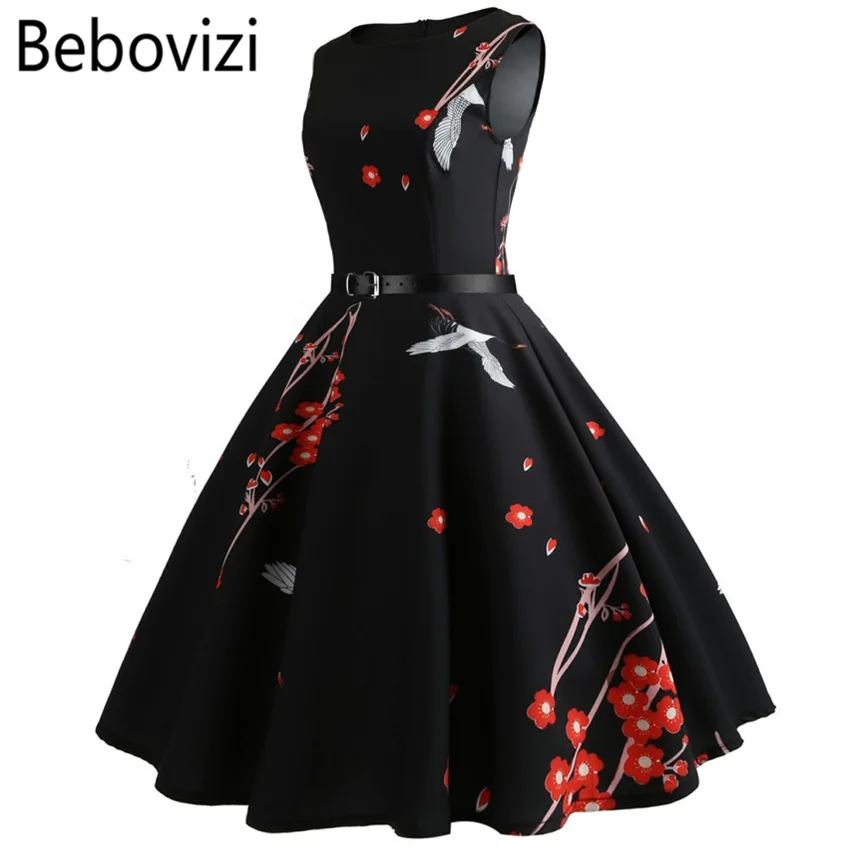 Bebovizi Black Flowers Party Concert Midi Dresses ...