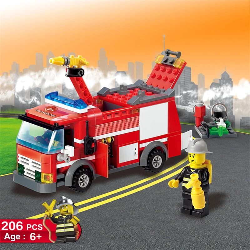 206pcs FireTruck Assemble Toy Small Particles Building Blocks kits Compatible with Legoings 206pcs FireTruck Assemble Toy Small Particles Building Blocks kits Compatible with Legoings