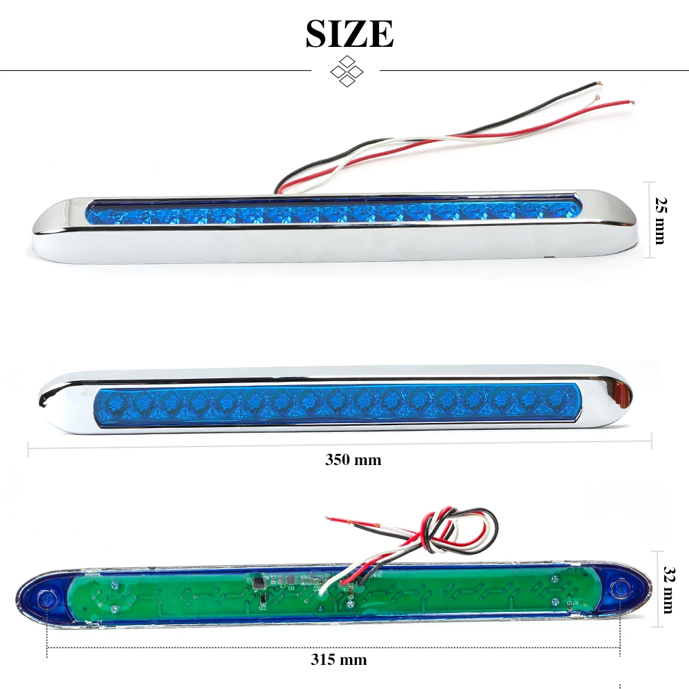 Keyecu 2 шт. 1" 15LED грузовик трейлер боковой маркер указатель поворота бар хром Bezels Янтарный/красный/синий/зеленый