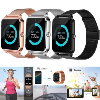 

Men Women Bluetooth Smart Watch Stainless Steel Wristwatch for Calls Music Alarm Clock Calender DJA99