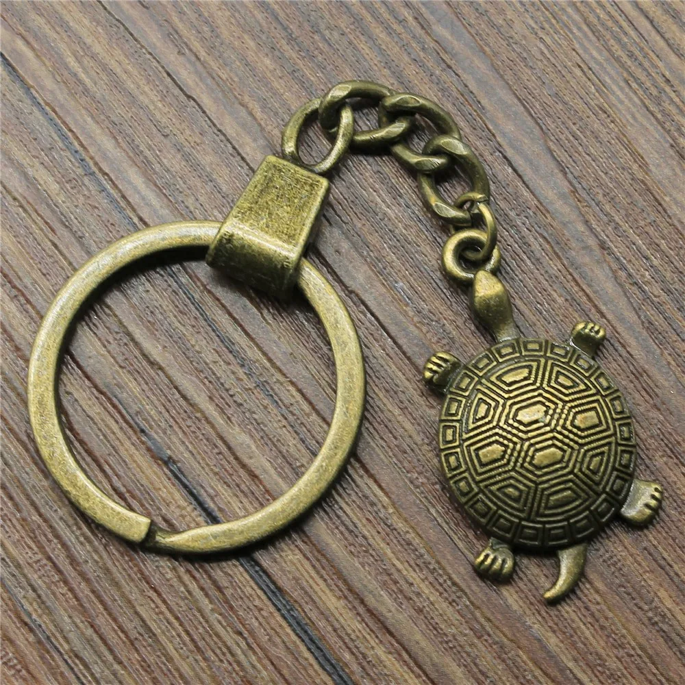 

Men Jewelry Key Chain Party Gift Keychains Dropshipping Jewelry 34x28mm Tortoise Antique Bronze Key Rings