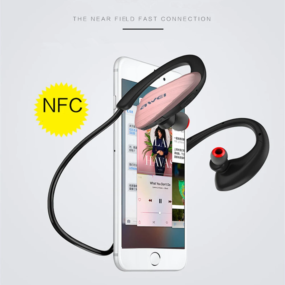 Awei Sport Blutooth Earbud Earpiece Wireless Headphone Headset Auriculares Bluetooth Earphone For In Ear Phone iPhone Running
