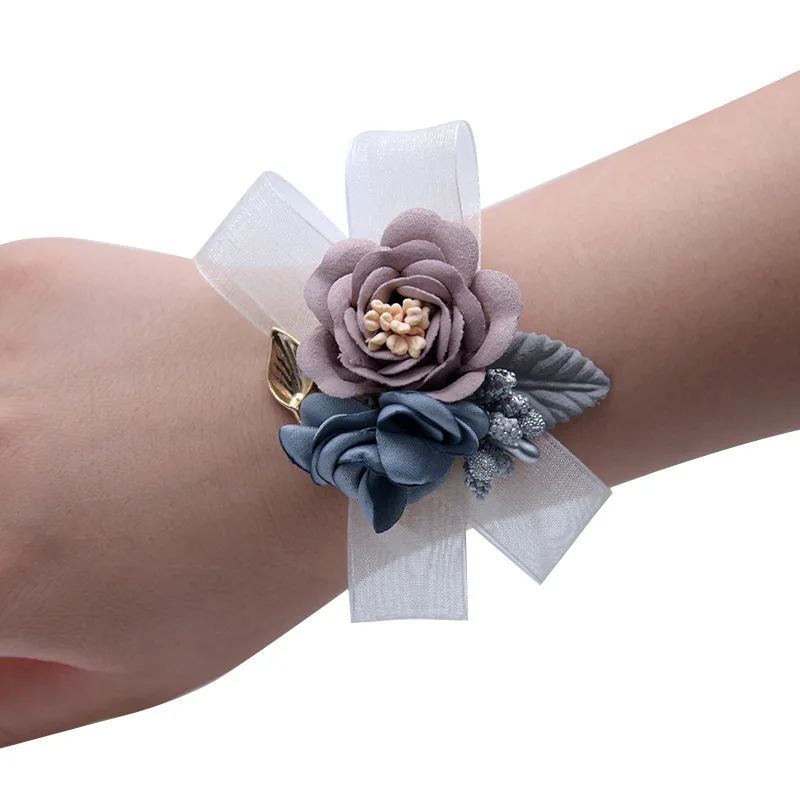 

10pcs/lot Wedding Wrist Flowers Bridal Marriage Crystal Corsages Artificial Hand Flower Decor