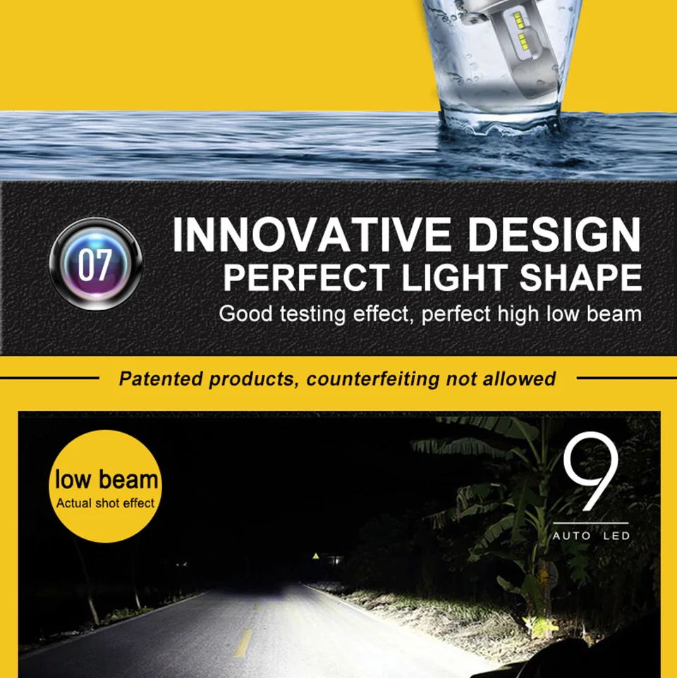 LED Car Lights H1 H4 H7 H11 9005 9006 Auto Headlamp Bulbs 12V 24V Cars Headlights 80W CREE LED Chips 6000K White Lamp (12)