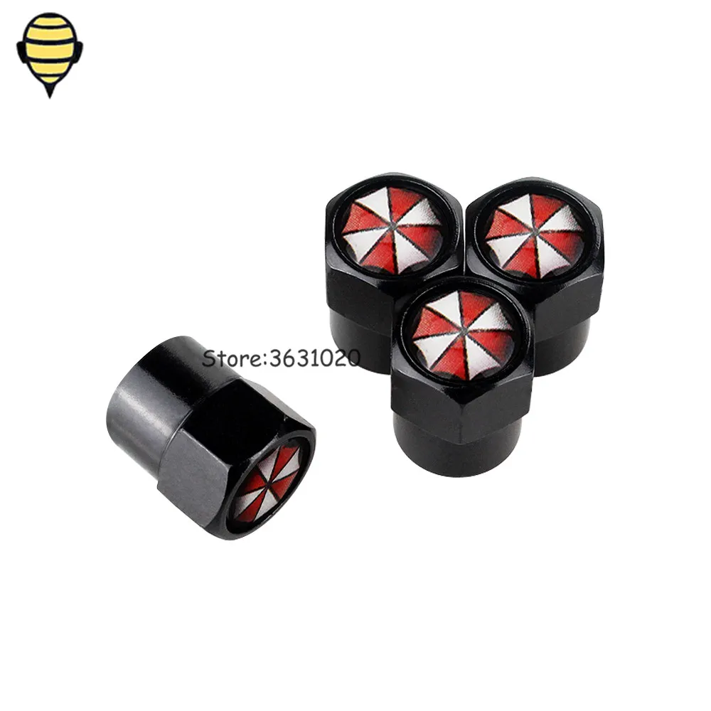 For Umbrella Logo Wheel Tire Valve Stem Caps Rim Sticker Car Styling For Nissan Dodge Volkswagen Volvo Audi Benz Citroen Ford